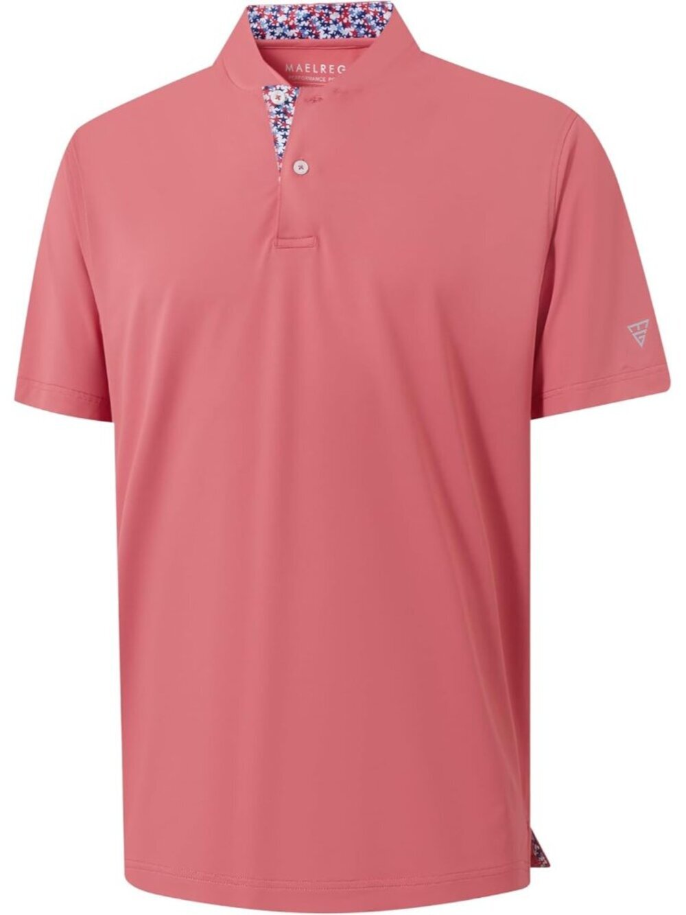 Men Brick Red Collarless Golf Shirt Dry Fit Moisture Wicking Henley Tee
